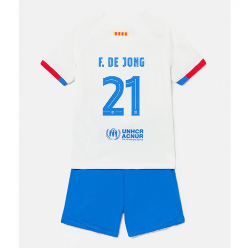 Maillot de foot Barcelona Frenkie de Jong #21 Extérieur enfant 2023-24 Manches Courte (+ pantalon court)